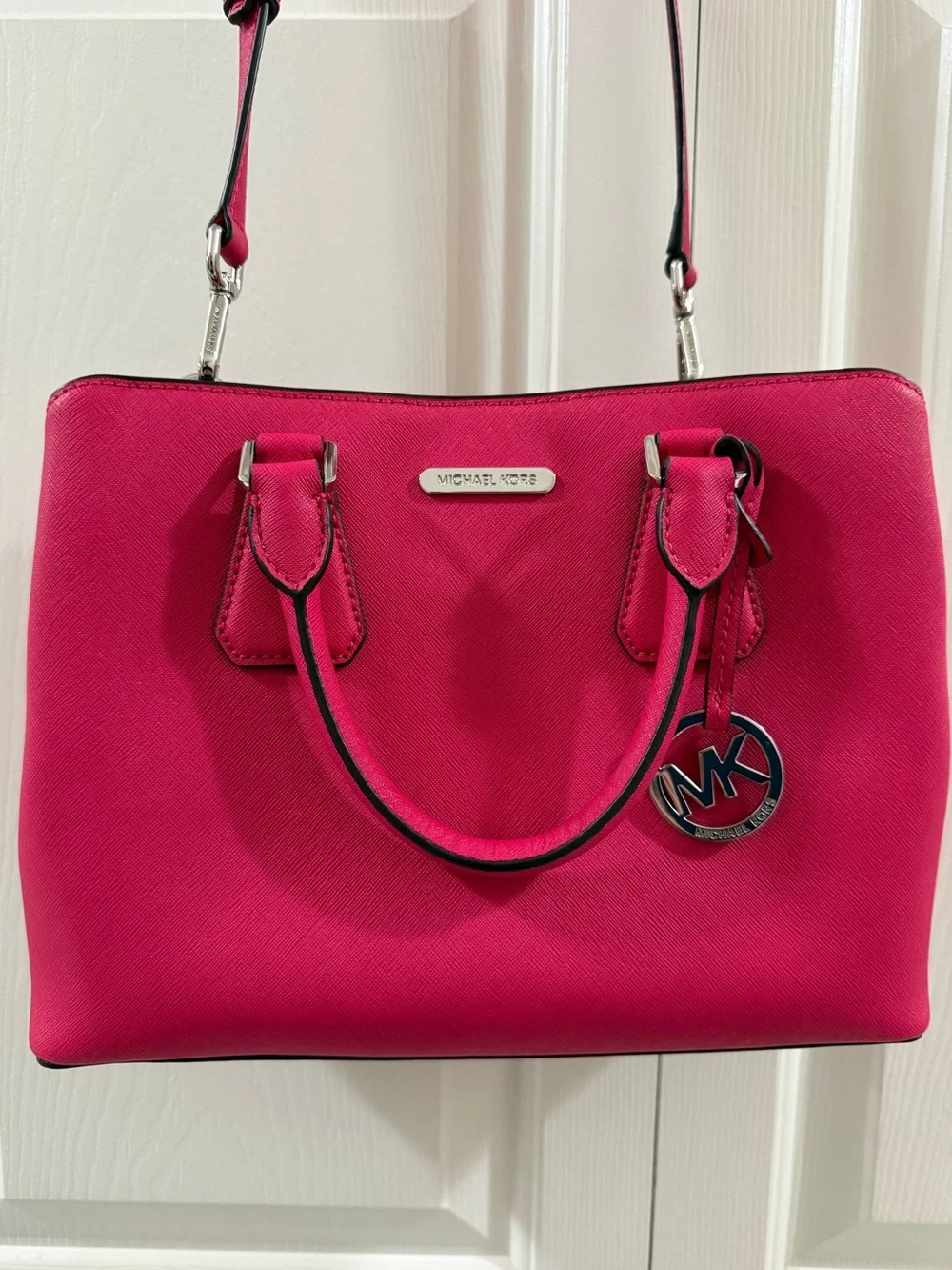 Michael Kors Camille Medium Satchel Ultra Pink Saffiano Leather NWT